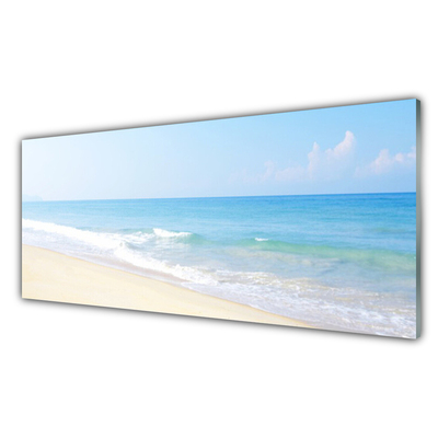Panneaux de cuisine en verre Mer plage paysage blanc bleu