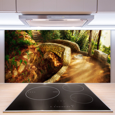 Panneaux de cuisine en verre Pont architecture brun