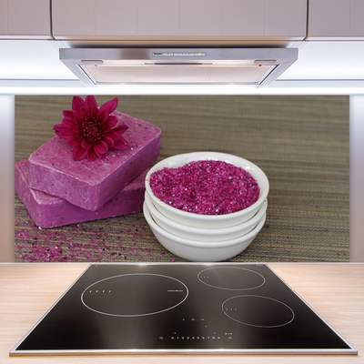 Panneaux de cuisine en verre Savons sable art rose