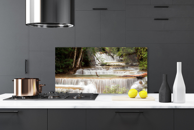 Panneaux de cuisine en verre Forêt chute d'eau nature blanc brun vert