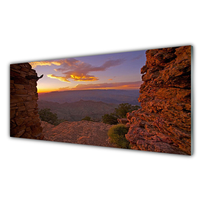 Panneaux de cuisine en verre Roche paysage brun