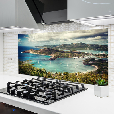 Panneaux de cuisine en verre Baie paysage gris vert bleu