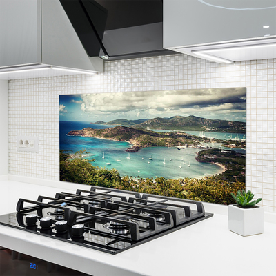 Panneaux de cuisine en verre Baie paysage gris vert bleu