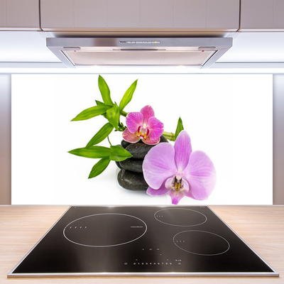 Panneaux de cuisine en verre Pierres fleurs floral rose noir