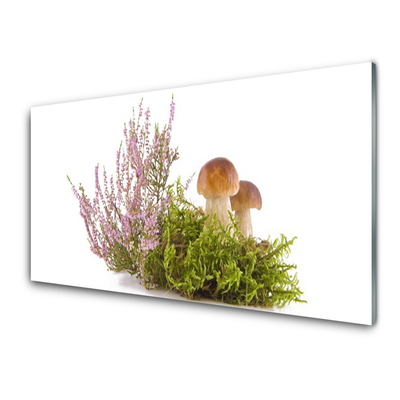 Panneaux de cuisine en verre Champignons floral brun blanc