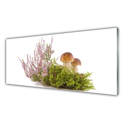 Panneaux de cuisine en verre Champignons floral brun blanc