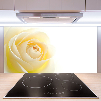 Panneaux de cuisine en verre Rose floral blanc jaune
