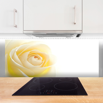 Panneaux de cuisine en verre Rose floral blanc jaune