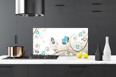 Panneaux de cuisine en verre Abstrait art brun bleu blanc gris