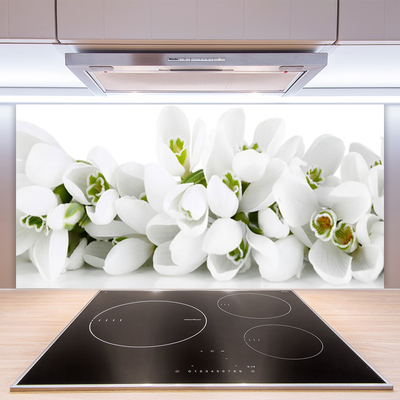 Panneaux de cuisine en verre Fleurs floral blanc vert