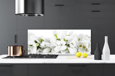 Panneaux de cuisine en verre Fleurs floral blanc vert
