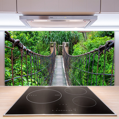 Panneaux de cuisine en verre Arbres pont architecture brun vert
