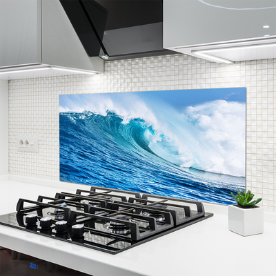 Panneaux de cuisine en verre Vague nature bleu blanc