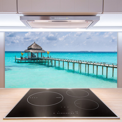 Panneaux de cuisine en verre Pont mer architecture bleu brun