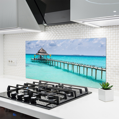 Panneaux de cuisine en verre Pont mer architecture bleu brun