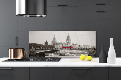 Panneaux de cuisine en verre Pont bus ville architecture gris rouge