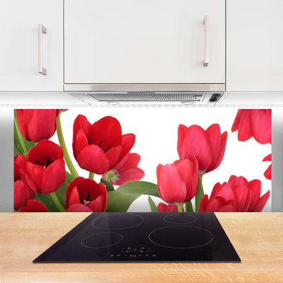 Panneaux de cuisine en verre Tulipes floral rouge