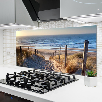 Panneaux de cuisine en verre Sentier plage paysage brun