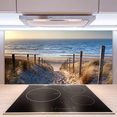 Panneaux de cuisine en verre Sentier plage paysage brun