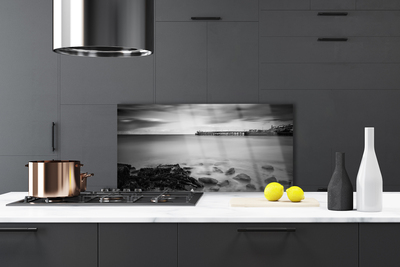 Panneaux de cuisine en verre Pierres mer paysage gris