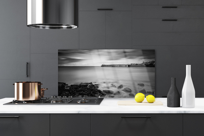 Panneaux de cuisine en verre Pierres mer paysage gris