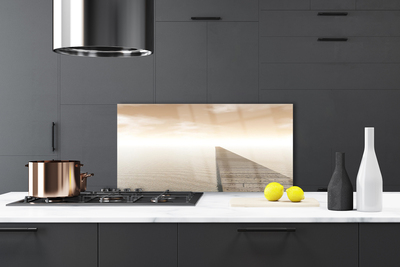 Panneaux de cuisine en verre Pont mer architecture brun gris