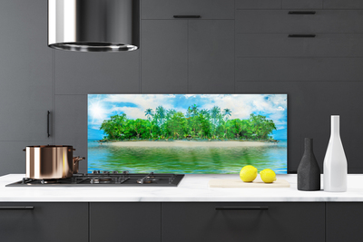 Panneaux de cuisine en verre Île mer paysage bleu brun vert