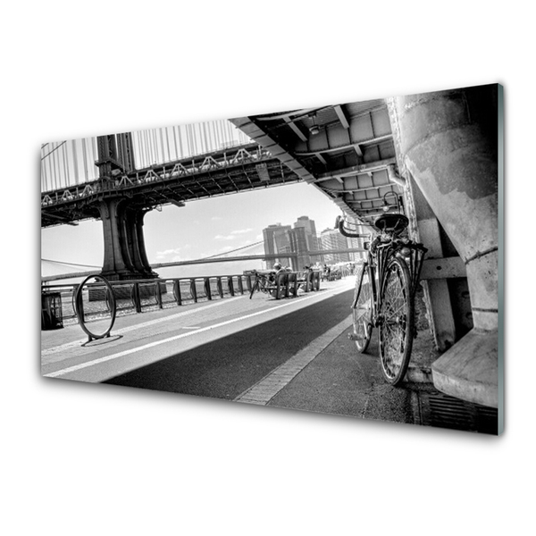 Panneaux de cuisine en verre Vélo pont architecture gris