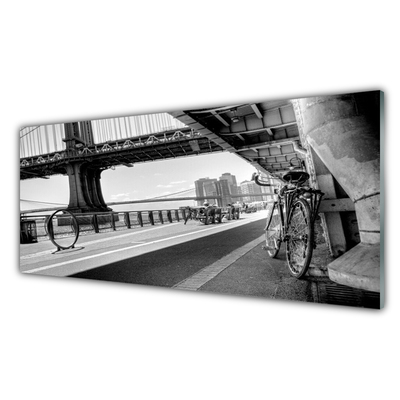 Panneaux de cuisine en verre Vélo pont architecture gris