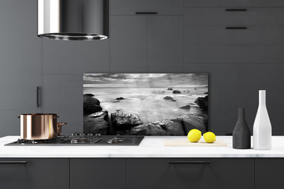 Panneaux de cuisine en verre Roche mer paysage gris