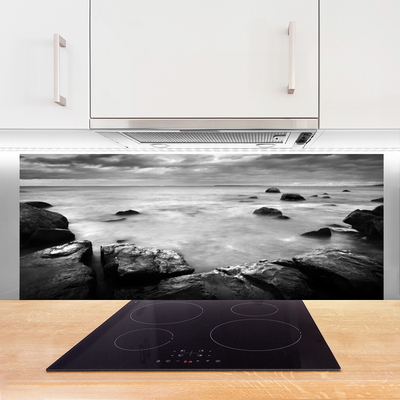 Panneaux de cuisine en verre Roche mer paysage gris