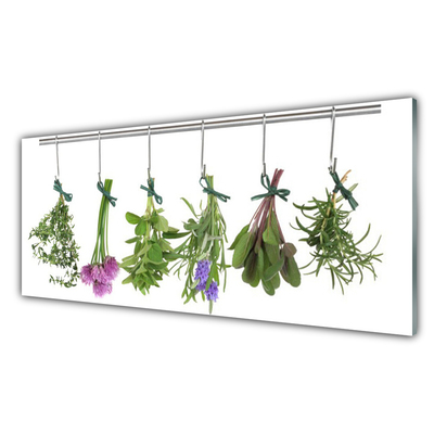 Panneaux de cuisine en verre Fleurs feuilles floral vert rose violet