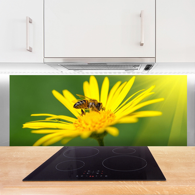 Panneaux de cuisine en verre Fleur guêpe floral noir jaune