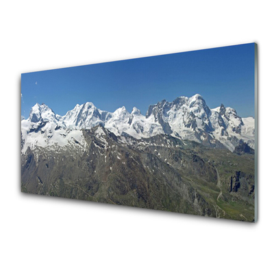 Panneaux de cuisine en verre Montagnes paysage blanc gris