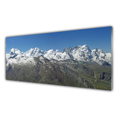 Panneaux de cuisine en verre Montagnes paysage blanc gris