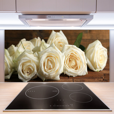 Panneaux de cuisine en verre Roses floral blanc