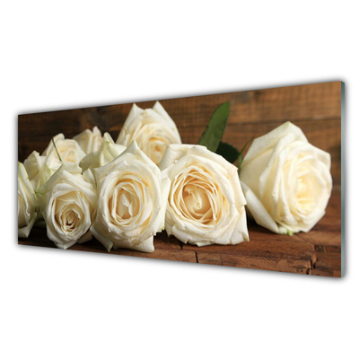 Panneaux de cuisine en verre Roses floral blanc