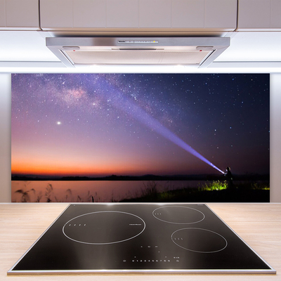 Panneaux de cuisine en verre Mer ciel paysage violet jaune noir
