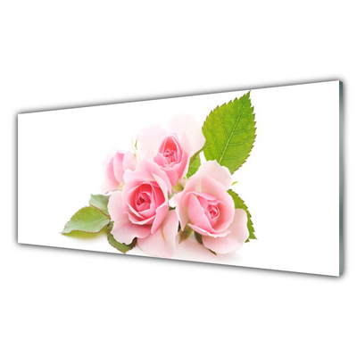 Panneaux de cuisine en verre Roses floral rose