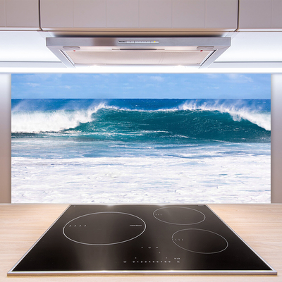 Panneaux de cuisine en verre Mer paysage bleu blanc