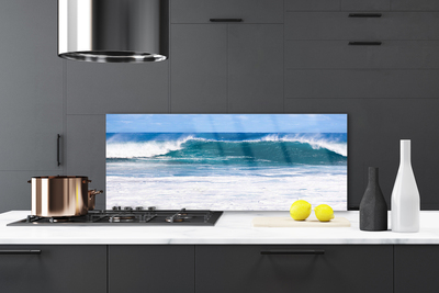 Panneaux de cuisine en verre Mer paysage bleu blanc