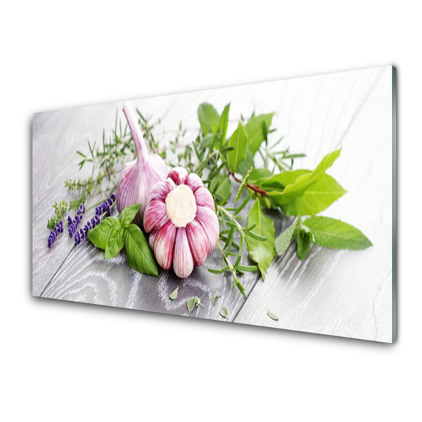 Panneaux de cuisine en verre Ail fleurs feuilles floral violet vert brun