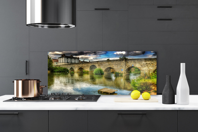 Panneaux de cuisine en verre Pont lac architecture brun vert