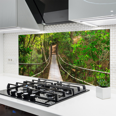 Panneaux de cuisine en verre Forêt pont nature brun vert