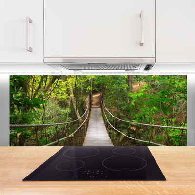 Panneaux de cuisine en verre Forêt pont nature brun vert