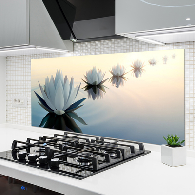 Panneaux de cuisine en verre Fleurs floral blanc bleu
