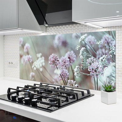 Panneaux de cuisine en verre Fleurs floral violet blanc