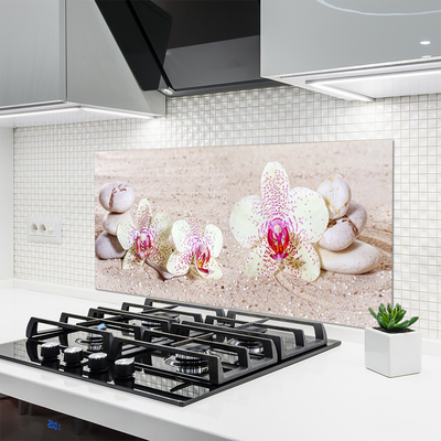 Panneaux de cuisine en verre Fleurs pierres floral blanc