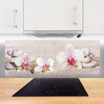 Panneaux de cuisine en verre Fleurs pierres floral blanc