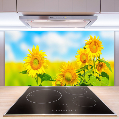 Panneaux de cuisine en verre Tournesol floral jaune